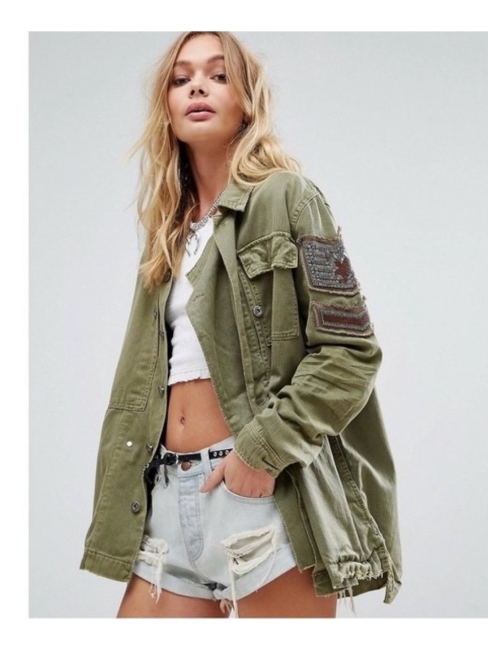 Free People Olive Green military Jacket